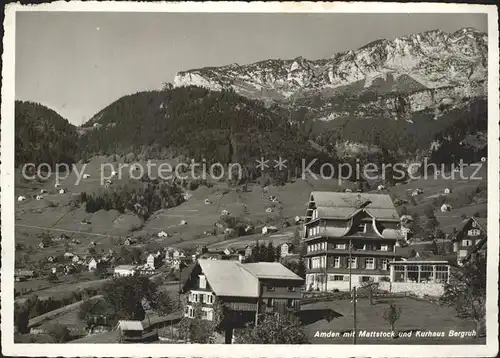 Amden SG mit Mattstock und Kurhaus Bergruh Kat. Amden