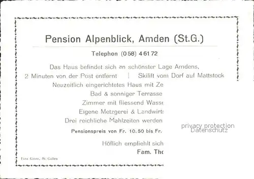 Amden SG Pension Alpenblick Kat. Amden