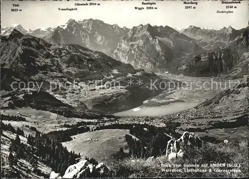 Amden SG mit Walensee Linthebene und Glarneralpen Kat. Amden