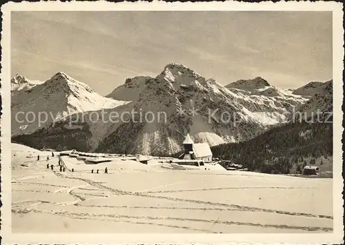 Arosa GR Bergkirchlein mit Schiesshorn Kat. Arosa