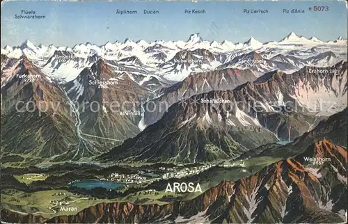 Arosa GR Gebiets Reliefkarte Kat. Arosa