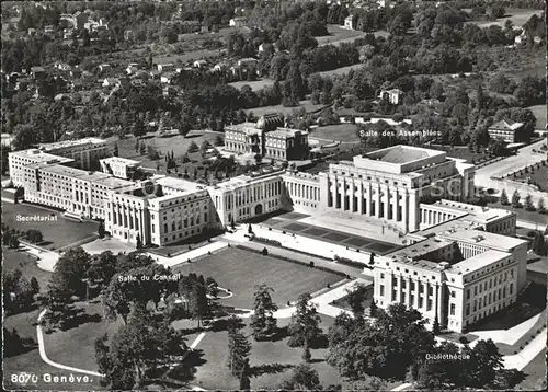 Geneve GE Les Palais des Nations Unies vue aerienne Kat. Geneve