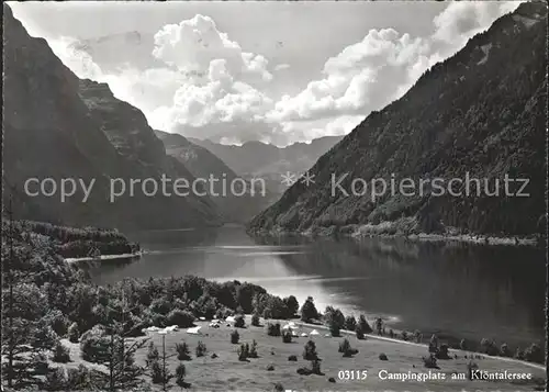 Glarus GL Campingplatz am Kloentalersee Alpenpanorama Kat. Glarus