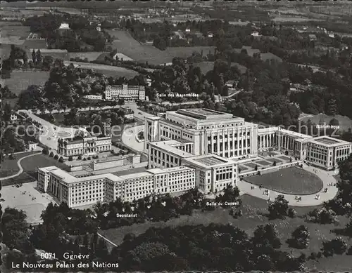 Geneve GE Palais des Nations vue aerienne Kat. Geneve