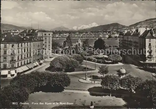 Geneve GE Place des Alpes et le Mont Blanc Kat. Geneve