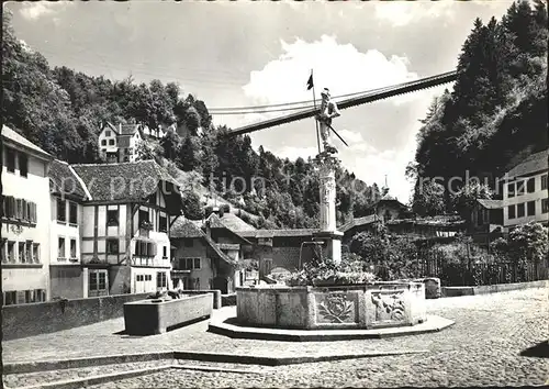 Fribourg FR Remparts et Pont du Gotteron Fontaine Kat. Fribourg FR