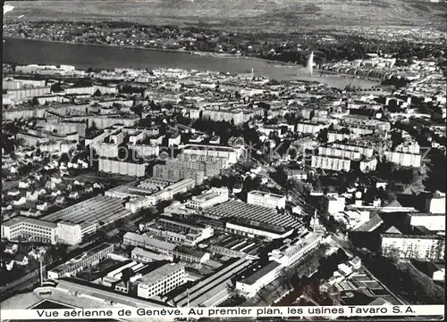 Geneve GE Vue aerienne avec Usines Tavaro Jet d Eau Wahrzeichen Kat. Geneve