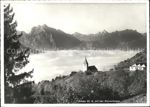 Amden SG mit Glarner Bergen Kat. Amden