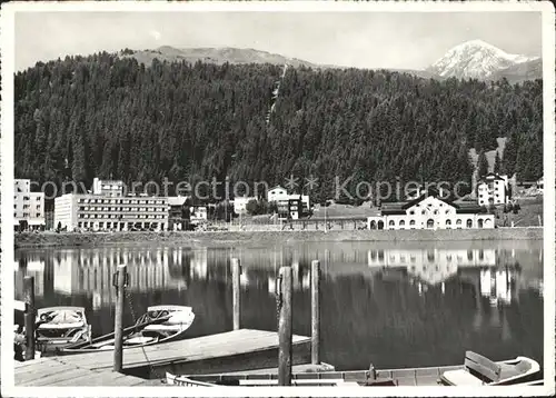 Arosa GR Obersee mit Posthotel Bahnhof und Tschuggenlift Kat. Arosa