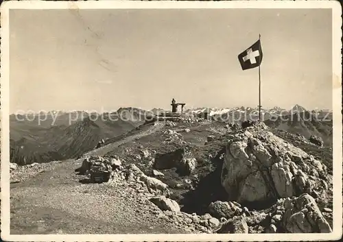 Arosa GR Weisshorngipfel Schweizer Flagge Kat. Arosa