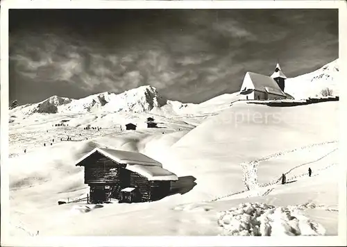 Arosa GR Bergkirchli mit Plattenhoerner Kat. Arosa