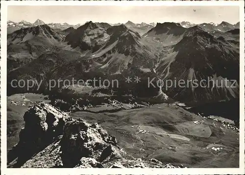 Arosa GR Panorama Weisshorngipfel Furkapass Flueela Schwarzhorn Kat. Arosa