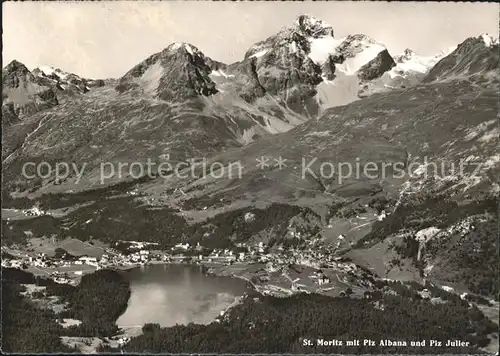 St Moritz GR Panorama mit Piz Albana und Piz Julier Moritzersee Kat. St Moritz