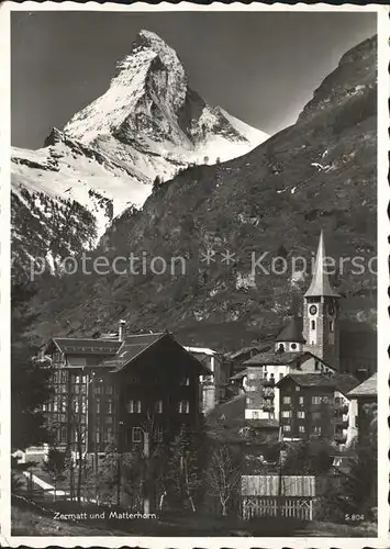 Zermatt VS Ortsansicht mit Kirche Matterhorn Kat. Zermatt