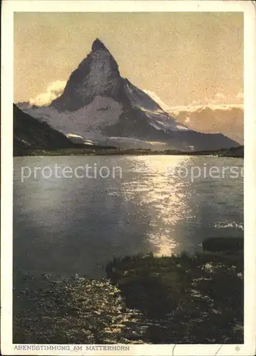Zermatt VS Abendstimmung am Matterhorn Bergsee Serie Heimatbilder Kat. Zermatt