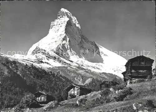 Zermatt VS Winkelmatten Berghuetten mit Matterhorn Walliser Alpen Kat. Zermatt