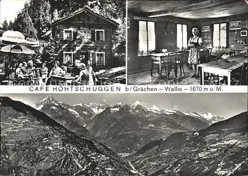 Graechen VS Cafe Hohtschuggen Terrasse Alpenpanorama Kat. Graechen