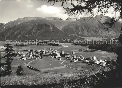 Celerina Schlarigna Panorama Blick auf Muottas Muragl / Celerina /Bz. Maloja