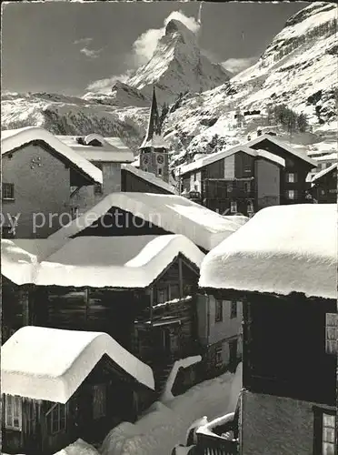 Zermatt VS Ortspartie mit Blick zum Matterhorn Walliser Alpen Kat. Zermatt