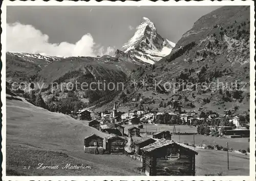 Zermatt VS Gesamtansicht mit Matterhorn Walliser Alpen Kat. Zermatt