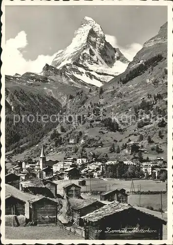 Zermatt VS Gesamtansicht mit Matterhorn Walliser Alpen Kat. Zermatt