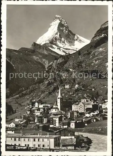 Zermatt VS Ortsansicht mit Kirche Matterhorn Walliser Alpen Kat. Zermatt