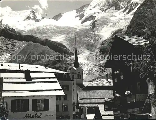 Zermatt VS Dorfpartie an der Kirche Gletscher Kat. Zermatt