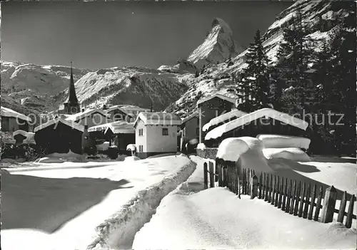 Zermatt VS Ortspartie mit Matterhorn Walliser Alpen Kat. Zermatt