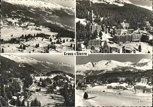 Crans sur Sierre Teilansichten Wintersportplatz Alpenpanorama Fliegeraufnahme Kat. Crans Montana