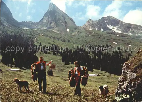 Obertoggenburg Sennen mit Hunden Kat. Wildhaus