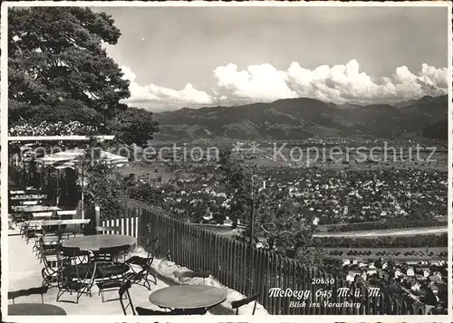 Meldegg Walzenhausen AR Gasthaus Terrasse Panorama Blick ins Vorarlberg Kat. Walzenhausen