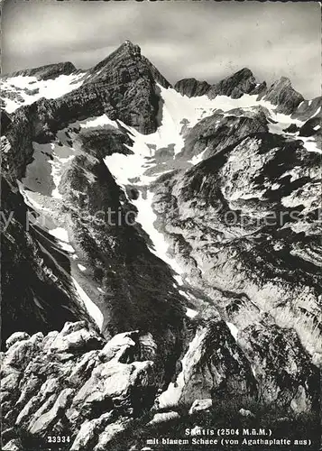 Saentis AR Blauer Schnee Blick von Agathaplatte aus Appenzeller Alpen Kat. Saentis