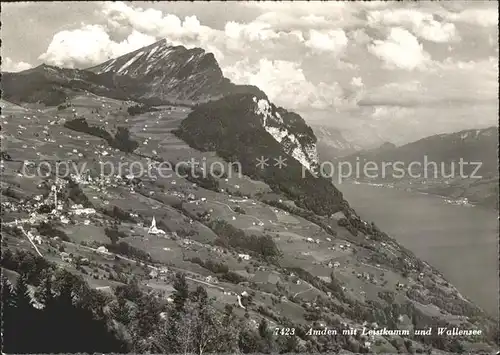 Amden SG Panorama mit Leistkamm und Walensee Kat. Amden