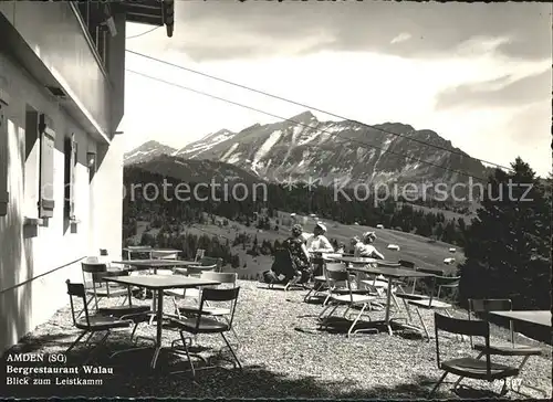 Amden SG Bergrestaurant Walau Terrasse Blick zum Leistkamm Kat. Amden