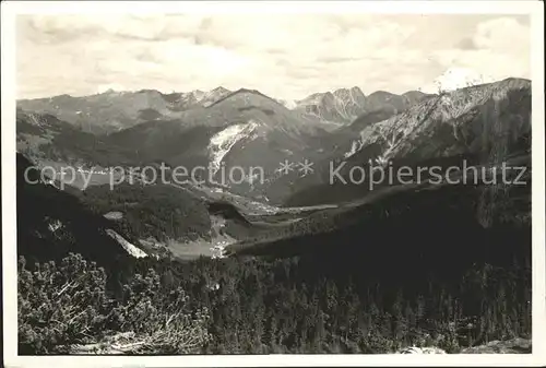 Ortler Passhoehe ins Muenstertal Panorama vom Gasthaus Suesom Give Kat. Italien