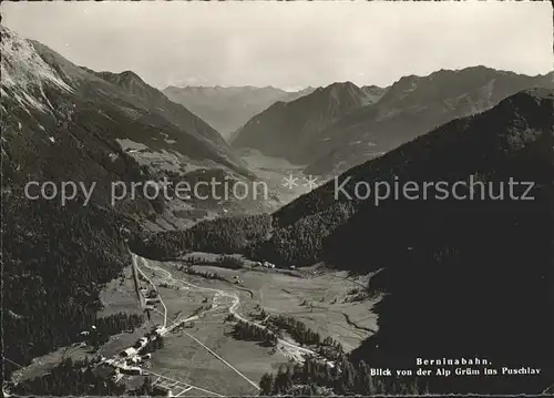Berninabahn Blick von Alp Gruem ins Puschlav Kat. Eisenbahn
