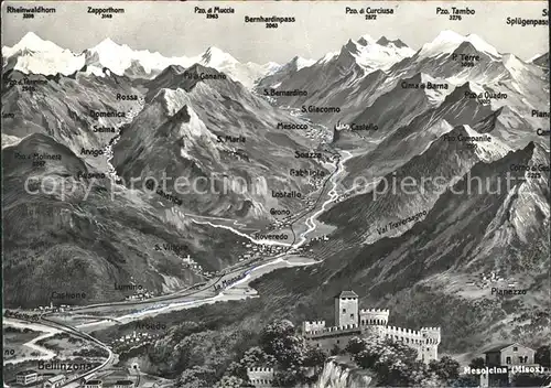 Graubuenden Kanton Gebiets Reliefkarte Kat. Chur