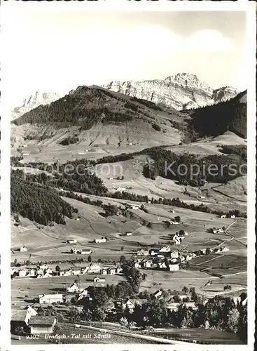Urnaesch AR Blick ins Tal mit Saentis Appenzeller Alpen Kat. Urnaesch