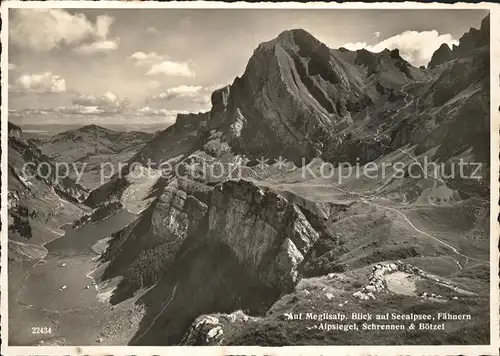 Meglisalp Altmann Saentis Panorama Blick auf Seealpsee Appenzeller Alpen Kat. Altmann