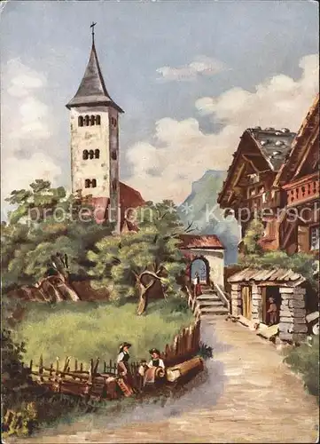 Brienz BE Kirche Kuenstlerkarte Kat. Brienz