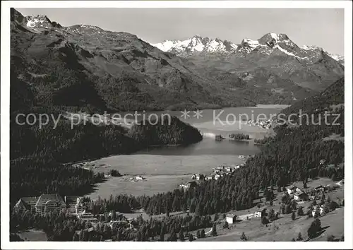 Silvaplana GR und Campfer Silvaplanersee Panorama mit Piz della Margna Kat. Silvaplana