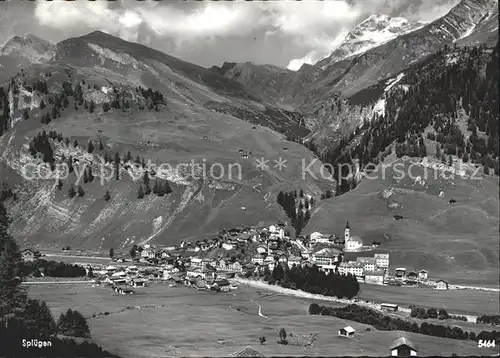 Spluegen GR Gesamtansicht mit Alpenpanorama Kat. Spluegen