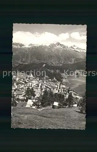 St Moritz GR Panorama mit Languardkette Moritzersee Kat. St Moritz