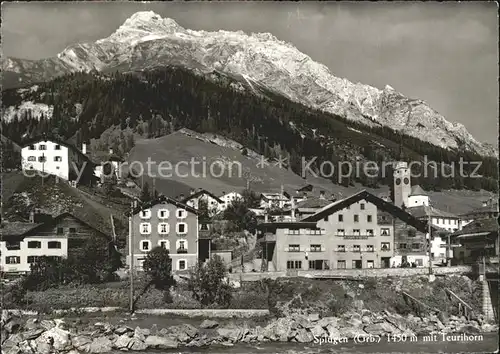 Spluegen GR Ortsansicht mit Kirche Teurihorn Kat. Spluegen