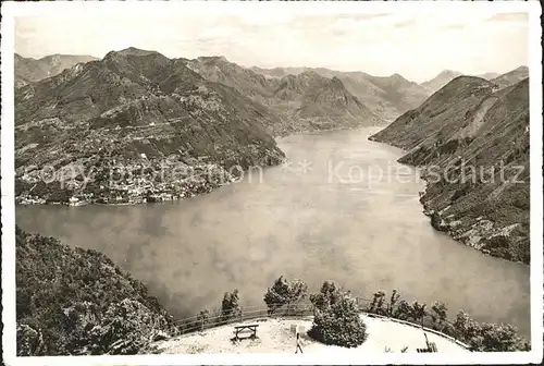 Lago di Lugano Monte Bre e sfondo di Porlezza Kat. Italien