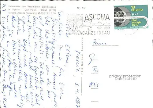Ascona TI Heimstaette der Vereinigten Bibelgruppen / Ascona /Bz. Locarno