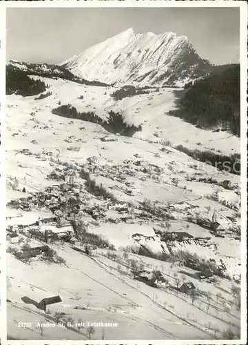 Amden SG Panorama Wintersportplatz mit Leistkamm Kat. Amden