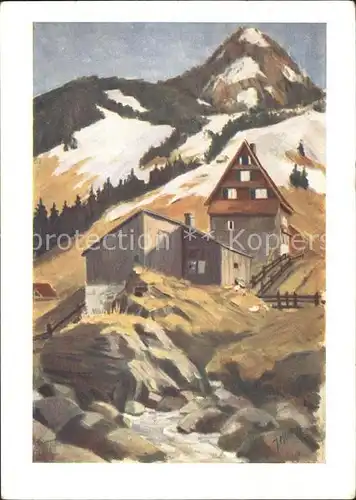 Oberberg Schwyz Kuenstlerkarte J. Mueller der Roggenstock Kat. Schwyz