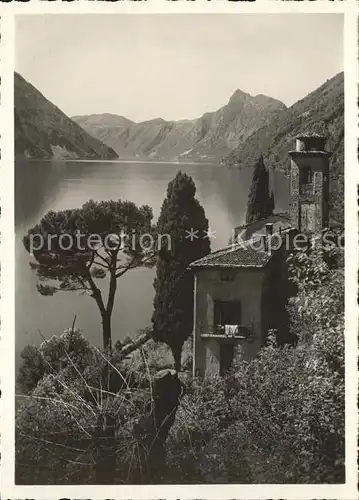 Lago di Lugano Chiesa di Oria e Monte San Salvatore Kat. Italien