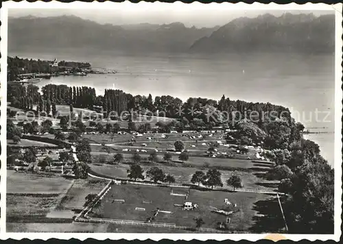 Vidy Terrain du Camping Lac Leman et les Alpes vue aerienne